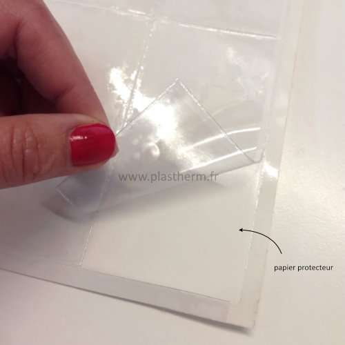 Pochette plastique adhésive transparente pour insertion document