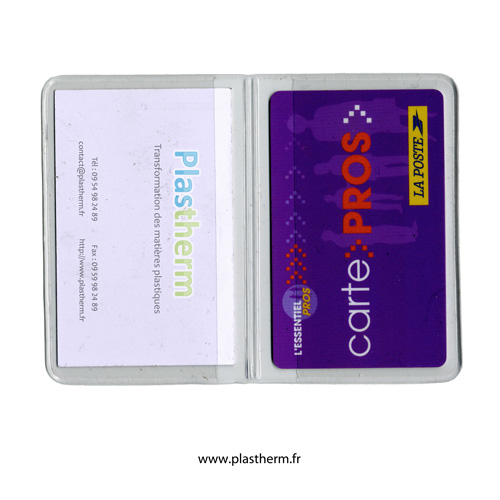 Porte carte en plastique transparent pour 2 cartes